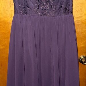 JJs House Plum Evening Gown with Lace Bodice